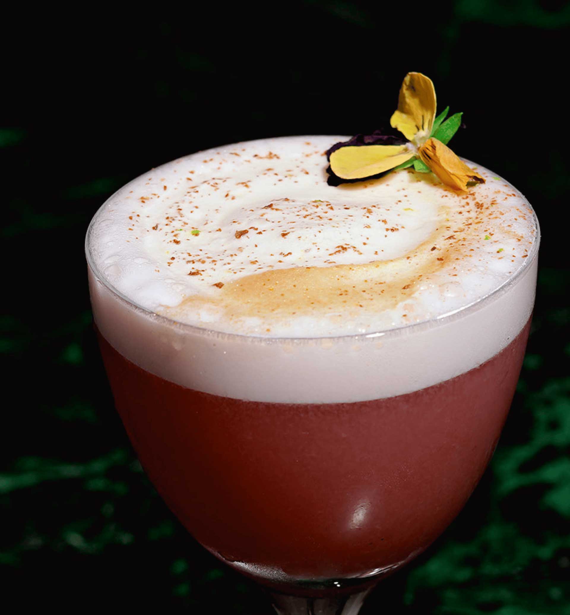 Red cocktail with mousse